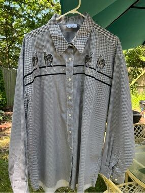 Black & White Check Blouse With zebras!